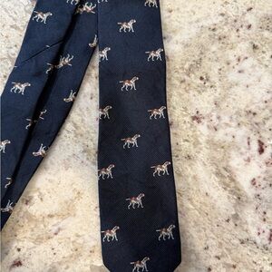 J. Crew Navy Silk Tie with Dog Motif
